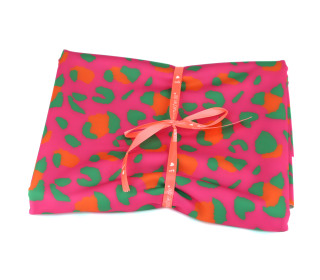 2 Zuschnitte - Badelycra - Leo Animal Print - Pink - Orange/Grün - abby and me