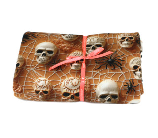2,15m Zuschnitt -  French Terry - Spiders & Skulls - Rostorange