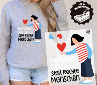 Onkel Bo's Bügelbilder - DIN A4 - Menschenrechte Statt Rechte Menschen - Hamburger Liebe - BIG