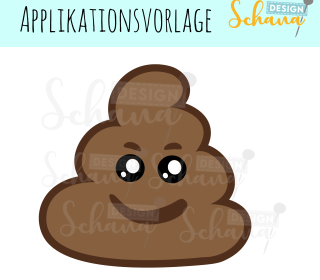 Emoji Kackhaufen lustige Applikation Stinker, Häufchen, Kacka PDF mit Anleitung und zum Ausdrucken