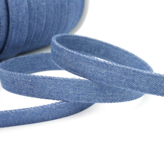 1m flache Jeans-Kordel - 15mm - Hoodieband - Kapuzenband - Jeansblau