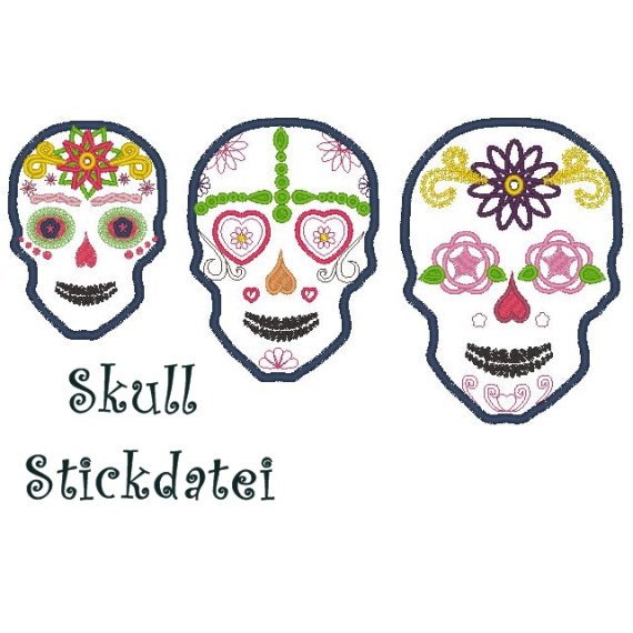 Stickdatei - Skull - Schädel - Totenkopf bunt