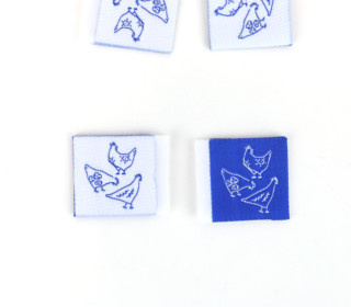 1 Label - Hühner - Weiß/Royalblau