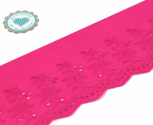 1m Spitzenborte - Bordüre - Stickerei - 90mm - Blumen - Pink