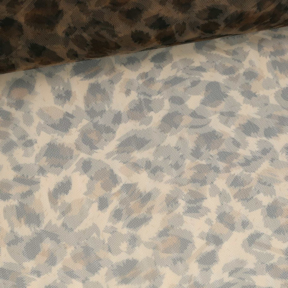 Feiner Tüllstoff - Weich - Leomuster - Braun