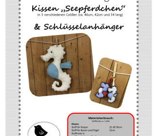 Nähanleitung und Schnittmuster : Kissen Seepferdchen