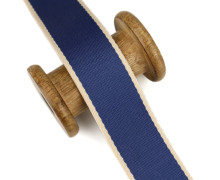 1 Meter Gurtband - 38mm - weißer schmaler Rand - Dunkelblau