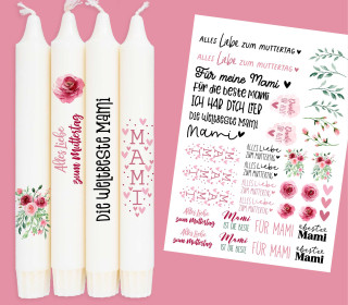 DIN A4 - Tattoofolie - Muttertag - Mami - für Kerzen / Keramik