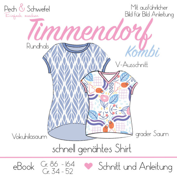 Kombi-E-Book  "Timmendorf" Gr. 34 - 52 Gr. 86- 164  A4/A0 Einzel- und Mehrgrössenschnitt von Pech und Schwefel , Pech&Schwefel , PechundSchwefel