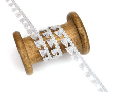 1 Meter Fransenband - Fransenborte - Baumwolle - 1cm - Grau