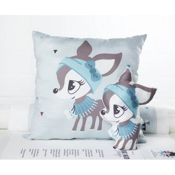 VORBESTELLUNG - Kissenstoff - DIY - SchneeKitz 2017 - 40x40cm - KitzDunkel - türkis - NIKIKO