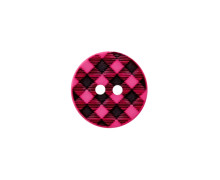 1 Polyesterknopf - Rund - 23mm - 2 Löcher - Vichy-Karo - Pink