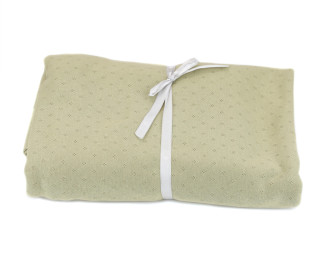 2m Zuschnitt - Lochstrick - Baumwolle - Quadrate - Blassgrün