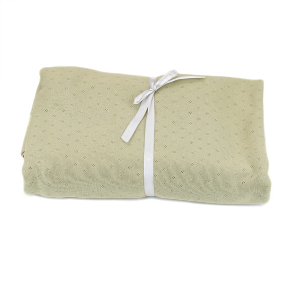 2m Zuschnitt - Lochstrick - Baumwolle - Quadrate - Blassgrün