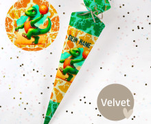 DIY-Nähset Schultüte - Dino Gang - Basketball - Orange/Grün - Velvet - zum selber Nähen