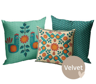 Kissenstoff - DIY - Kissen-Set - Retro Chicken - bienvenido colorido - Velvet - abby and amy