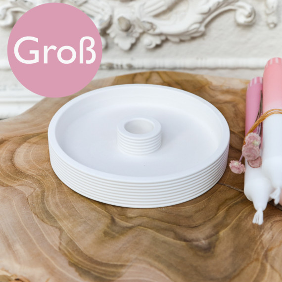 Silikon - Gießform - Dekoteller - Ring - für Stabkerzen - mit Querstreifen - Groß - vielfältig nutzbar