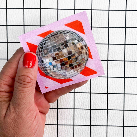 1 Flippatch - 1 Label = 2 Motive - Kippen - Wechselmotiv - zum Aufnähen - Cherry Picking - Discokugel/boom bastic