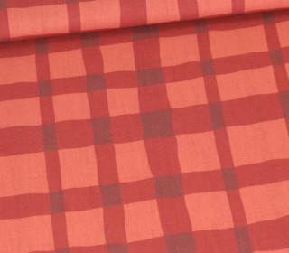 Tislin - leichter Dekostoff - Red Grid - Lachsorange - abby and amy