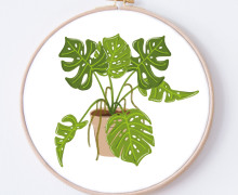 DIY Stickrahmen - Mein Home Jungle - Monstera - Stickrahmen Bild - Cherry Picking - zum Selbermachen