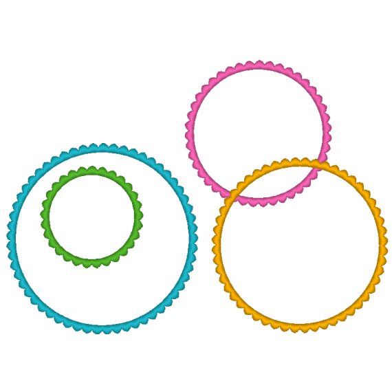 Stickdatei - Kreis Blume Button Rahmen mit Wellenrand in 13 Größen Applikation
