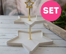 Silikon - Gießformen - SET STERN - Feine Dekoteller mit Kugelrand - SPECIAL - inkl. gratis Etageren Set