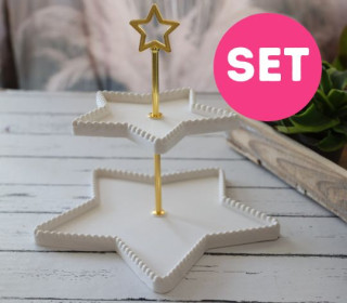 Silikon - Gießformen - SET STERN - Feine Dekoteller mit Kugelrand - SPECIAL - inkl. gratis Etageren Set