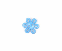 1 Polyesterknopf - 11mm - 2-Loch - Uni - Blume - Hellblau