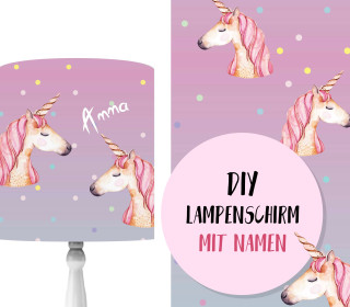 DIY Lampenschirm - Einhorn Aquarell - Set - personalisierbar - zum Selbermachen