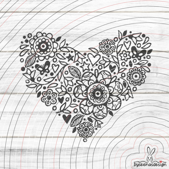 Blumen Herz Plotterdatei SVG DXF