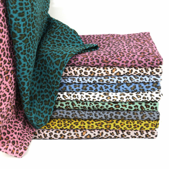 Musselin Muslin Double Gauze Leo Print Petrol