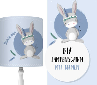 DIY Lampenschirm - Hase Bo - Stickherz - Set - personalisierbar - zum Selbermachen