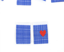 1 Label - Gittermuster - Herz - Weiß/Royalblau - Anlukaa