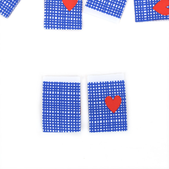 1 Label - Gittermuster - Herz - Weiß/Royalblau - Anlukaa