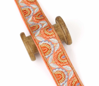 1 Meter Zierband - Borte - Paillettenstickerei - 40mm - Orange