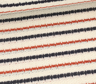Strickstoff - Jacquard - Häkel Strickoptik - Streifen - Ecru