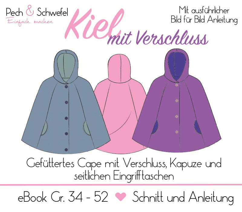 Ebook -  Cape Kiel mit Verschluss Gr. 34 – 52 in A4 und A0 von Pech und Schwefel