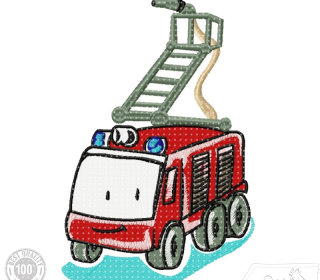 Süßes Feuerwehrauto, Kindermotiv Feuerwehr Auto von Stickzebra