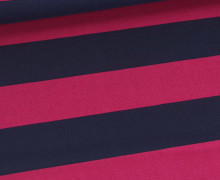 Canvas Stoff - Feste Baumwolle - Streifen - Stahlblau/Beere