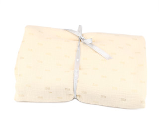 2m Zuschnitt - Musselin - Muslin - Schnuffeltuch - Windeltuch - Goldstreifen Rechtecke - Beige