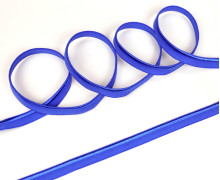 1 Meter elastisches Paspelband/Biesenband - Matt mit Glanzkante - Blau