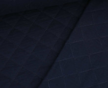 Musselin Steppstoff - Rauten - Uni - Stahlblau