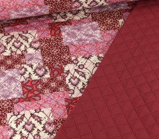 Baumwoll Stepper - Steppstoff - Patchwork & Uni - Doubleface - Wattiert - Rot