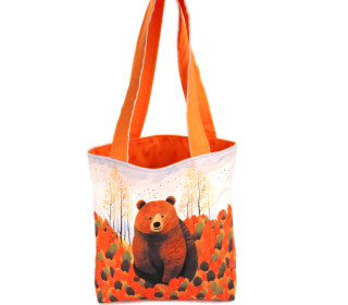 DIY-NÄHSET - Softshell Motivbeutel - Shopper - Lovely Autumn - Bear - Orange - abby and amy