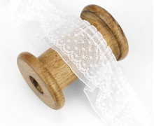 1m Doppelte Spitzenrüsche - 4,0cm - Weiß