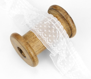 1m Doppelte Spitzenrüsche - 4,0cm - Weiß