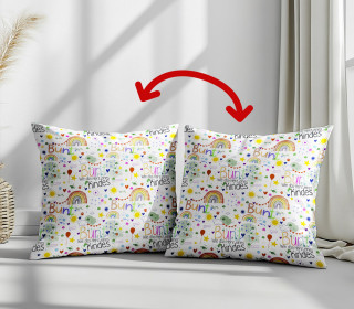 Genähtes Kissen inkl. Inlet - Bunt Wie Das Herz Eines Kindes - Weiß - Frittendesign - Mein Hanseherz