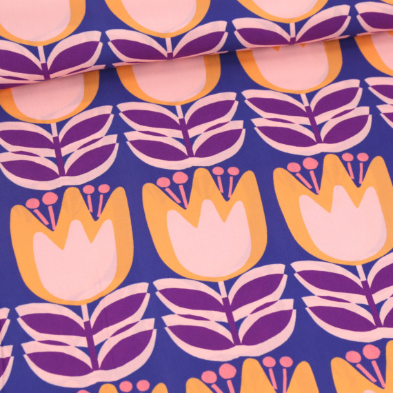 Lenzing Ecovero - Blusenstoff - Tulips - Kobaltblau