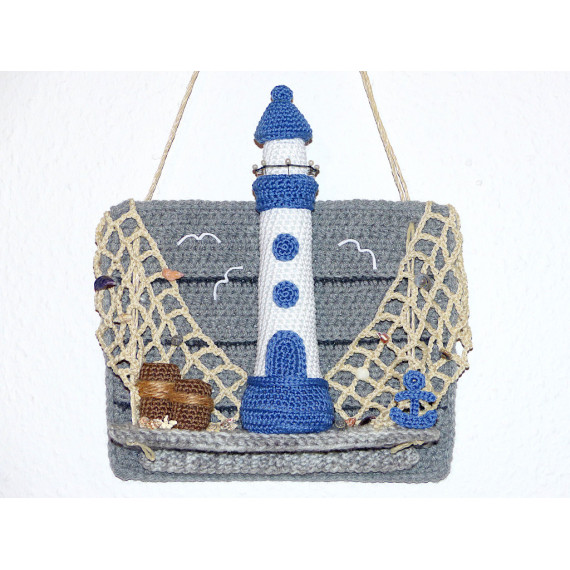 Häkelanleitung Türschild Leuchtturm