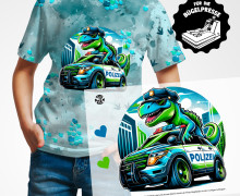 Onkel Bo's Bügelbilder - DIN A4 - Dino Polizei - Mix and Match Kombi